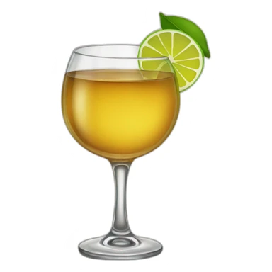A single whiskey glass with a single slice of green lemon piece on it sticker