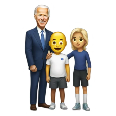 Biden with a kid sticker