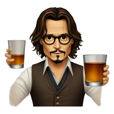 Johnny Depp drink glass of whiskey sticker
