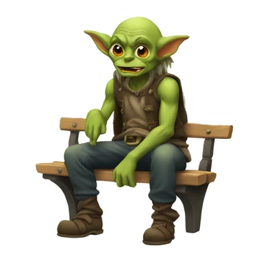 Goblin sitting  on a bench sticker