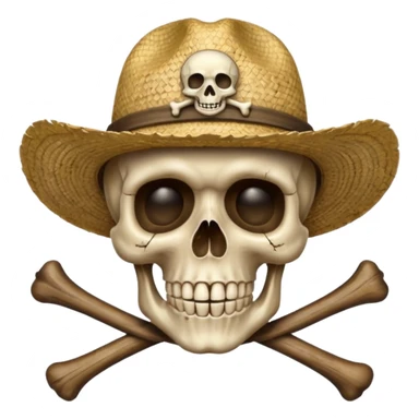 Skull and crossbones wearing a straw hat sticker