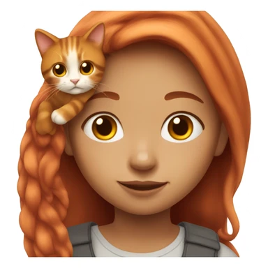 Red long hair girl with calico cat sticker
