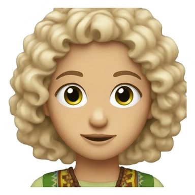 Rubia rizos hippie with green eyes and brown hair  sticker