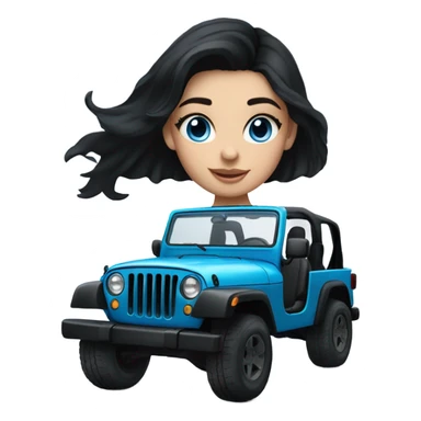 stunning blue eyed brunette girl with black hair standing near black jeep car  sticker