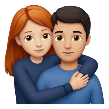 A tall dark-haired tanned man and a small ginger-haired girl hugging sticker