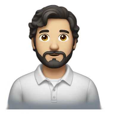 A dark-haired person with a beard at the bottom and a light mustache, wearing Lacoste clothes  sticker