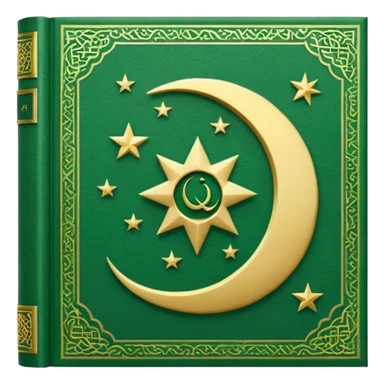 Closed Quran with the Islamic Symbol on it (moon and star) green from left to right sticker