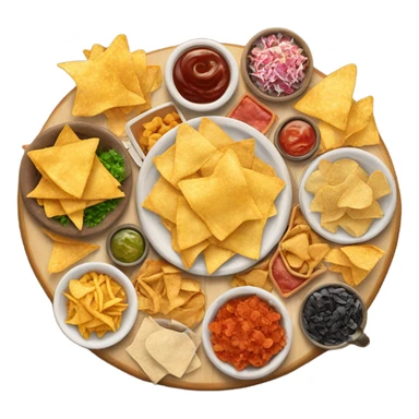 table with salty snacks, chips, nachos, etc. sticker