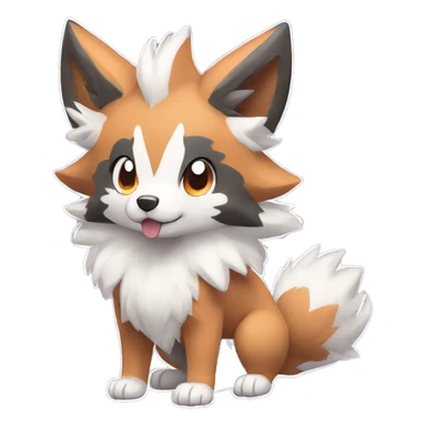 Kawaii Chibi Poochyena-Lycanroc-Pokémon Full Body sticker