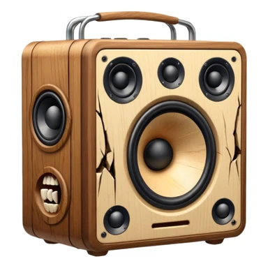 Old speaker with human teeth pouring out instead of sound. sticker