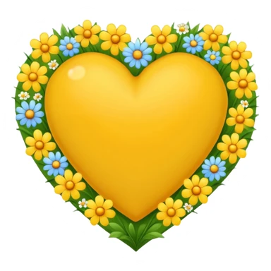 yellow heart with beautiful field flowers around its border sticker