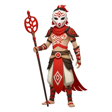 Hilichurl (from Genshin Impact) (full body) (with a white mask with red tribal markings on it)  sticker