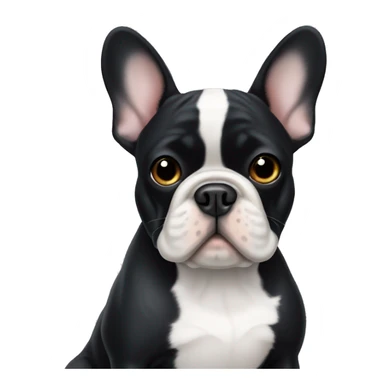 Black French bulldog with white breast sticker