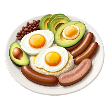 bandeja-paisa-cinematic-realistic-bandeja-paisa-dish-emoji,-depicted-as-a-hearty-platter-featuring-rice,-beans,-avocado-slices,-one-sausage,-a-perfectly-cooked-egg,-and-crispy-pork-crackle,-rendered-with-vivid-textures-and-robust,-inviting- sticker