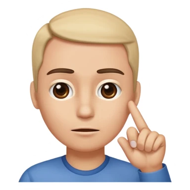 finger pointing on forehead, zoomed in on forehead, no full face sticker