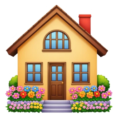 a house with pretty flowers outside sticker