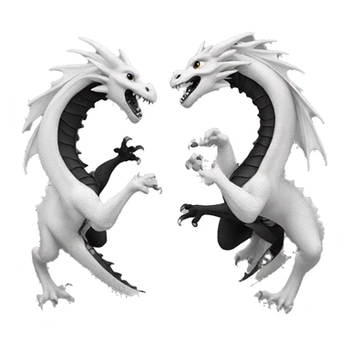 Two dragons fighting black white  sticker