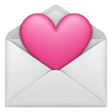 a white envelope featuring a bright pink heart in the center, on a solid light background sticker