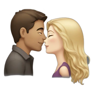 White Man with short dark hair kissing white woman with long brown hair sticker