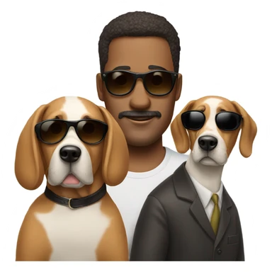 2 dogs wearing sunglasses with a man sticker