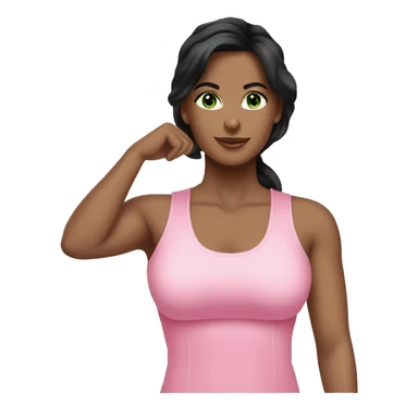 Pretty woman black hair green eyes wearing pink clothing pilates workout sticker