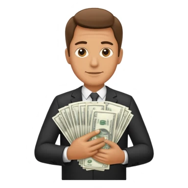 Guy holding lots of cash sticker