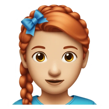red hair with pigtail and blue bow sticker