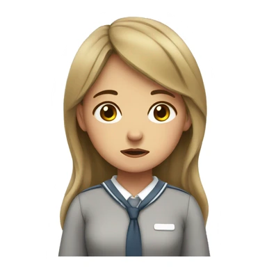 girl in school uniform sad and tired sticker