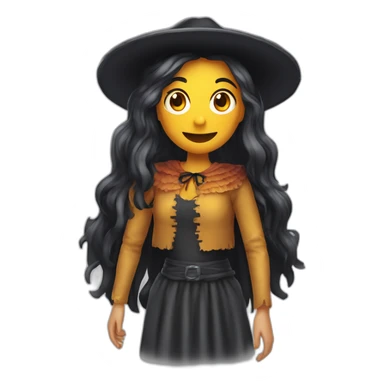 Chica guapa  pelo largo y suelto vestida de bruja de Halloween sticker