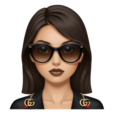 Brunette with wears black Gucci sunglasses  sticker