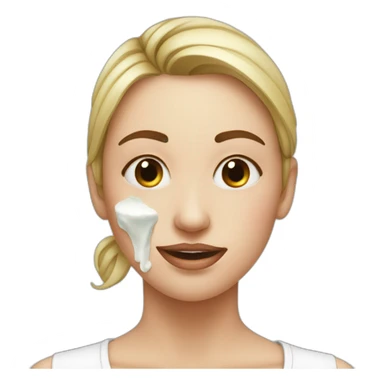 female face with large irregular milk stains sticker