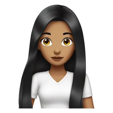 beauty girl with long black hair sticker