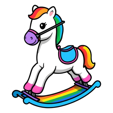 Rainbow gradient rocking horse toy sticker