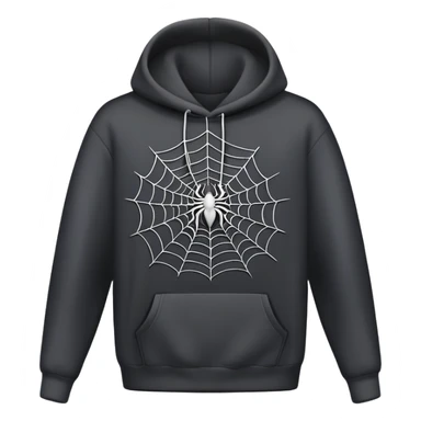 grey spider web on a black hoodie sticker