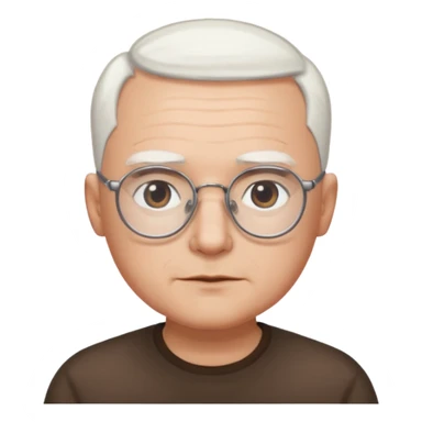 chauve cheveux blanc visage rond lunette gros sourcils sticker