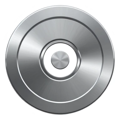 metallic disc emoji, brushed chrome surface, clean geometry, futuristic minimal 3D style, isolated on white sticker