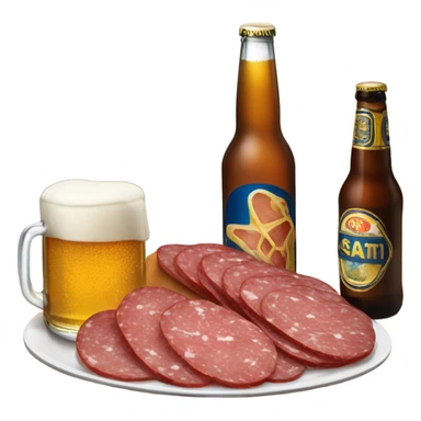 salami table with a beer sticker