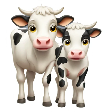 cute cow and calf cartoon sticker