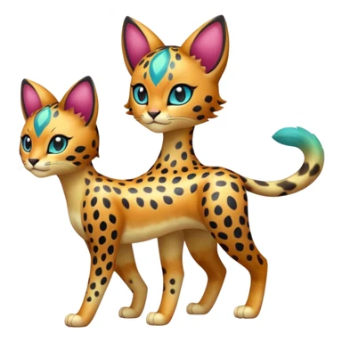 Colorful iridescent  exotic esoteric patterned Gradients-colored realistic elegant lanky feminine cute pretty  Liepard-Litten-Meloetta-Sprigatito-Pokémon-fusion-creature (full body) sticker
