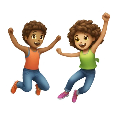 Boy and a girl jumping in a trampoline  sticker