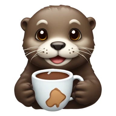 Otter with hot chocolate in its paws sticker