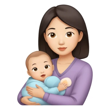 asian mom with baby sticker