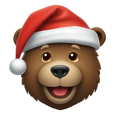 Smiling grizzly bear with Santa hat and beard  sticker