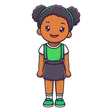 black girl with green braces on her teeth smiling sticker