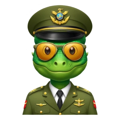 Lizard in militaryuniform with sunglasses. sticker