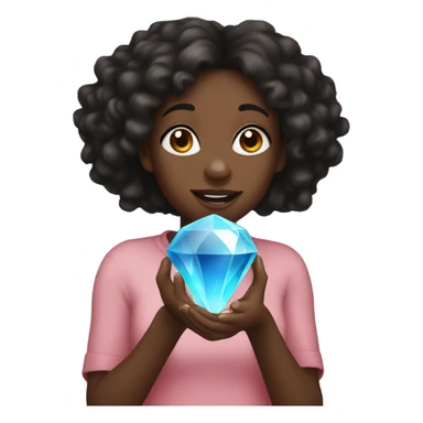 Black girl holding a gem sticker