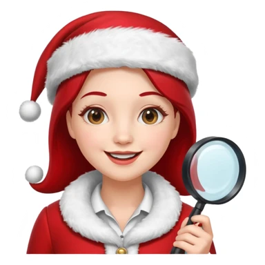 Female Santa with Magnifying glass sticker