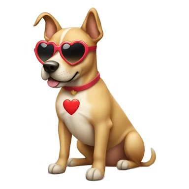 dog wearing a heart sunglasses  sticker