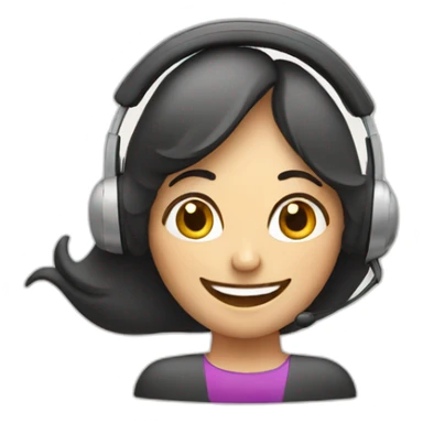 happy lady with a customer support headset sticker