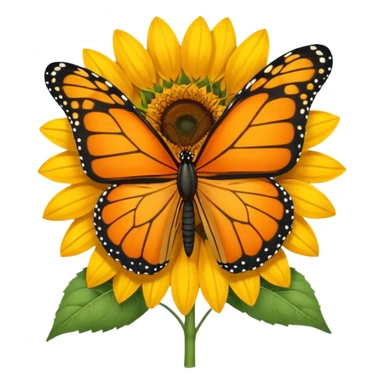 orange Butterfly on Sunflower side angle sticker